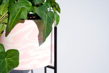 Conception de pot de plante en marbre rose et blanc Jesmonite fait à la main - Jardinière en résine écologique faite à la main 5