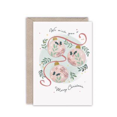 Pretty BAUBLES Luxury Foiled Christmas Card