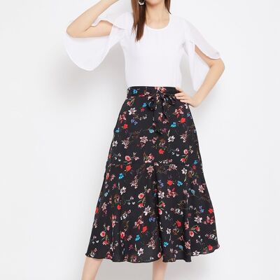 Plain Top with Printed Skirt