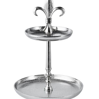 Cake Stand Lily Two Tier Silver Metal 50 cm
