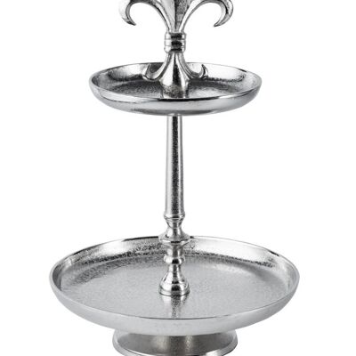 Cake Stand Lily Two Tier Silver Metal 50 cm