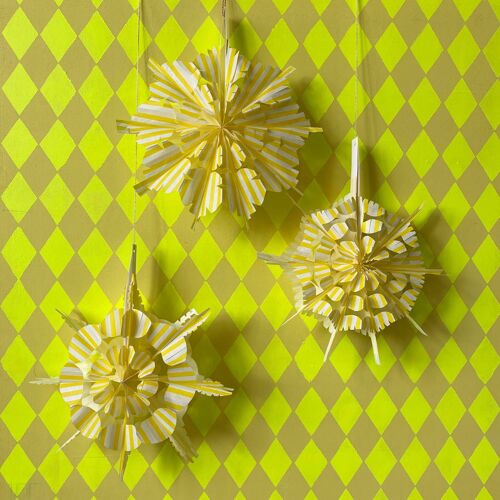 Paper Bag Fan Kit - Pack of 6 - Yellow & White