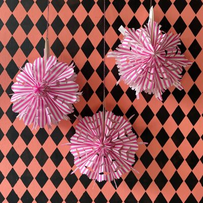 Kit de abanicos para bolsas de papel - Paquete de 6 - Rosa y blanco