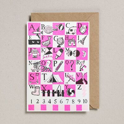 Riso-Babykarten – Packung mit 6 – Rosa Alphabet