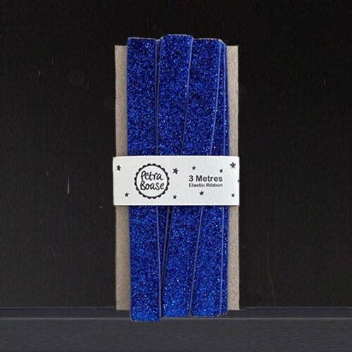 3m Elastic Ribbon - Pack of 3 - Blue Glitter