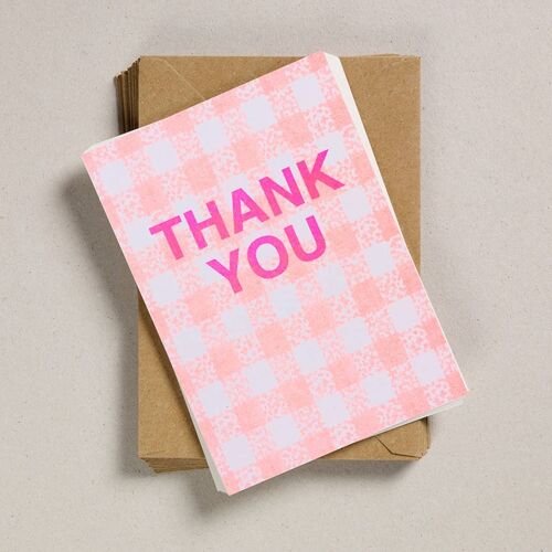 A6 Thank You Notecards - Orange Gingham