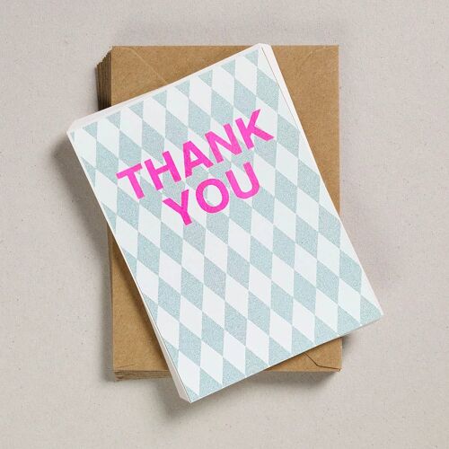 A6 Thank You Notecards - Blue Diamond