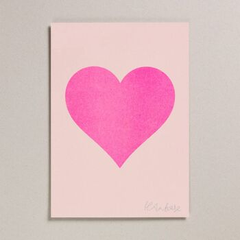 Tirage Risographie - Blush - Coeur Rose