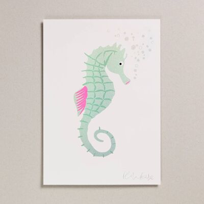 Risograph Print - Seahorse