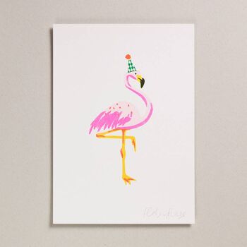 Affiche Risographie - Flamant Rose