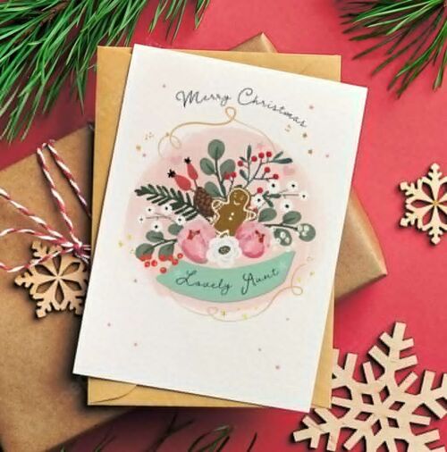 LOVELY AUNT Luxury Foiled Christmas Card