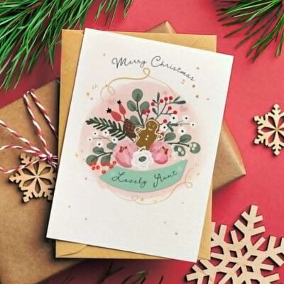 LOVELY AUNT Luxury Foiled Christmas Card