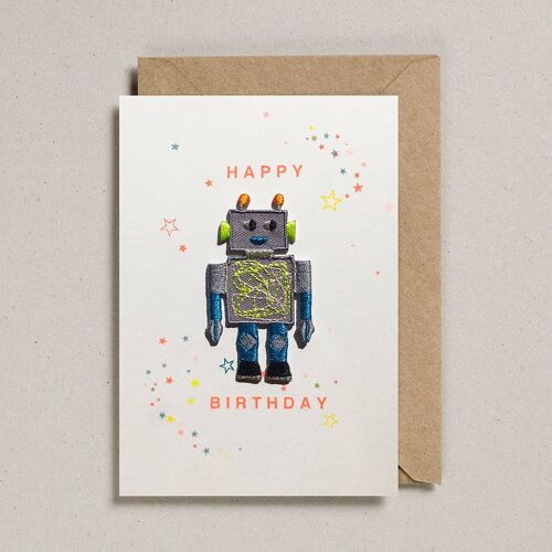 Patch Cards (Pack of 6) Robot Happy Birthday