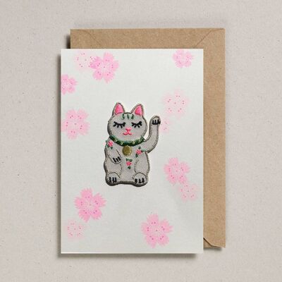 Patch Cards (Pack de 6) Gato de la Suerte Flores