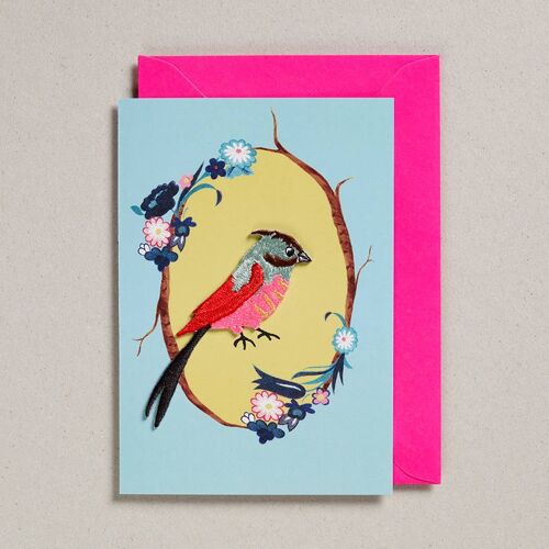 Embroidered Bird Cards - Pack of 6 - Blank (GC-BIR-0006)