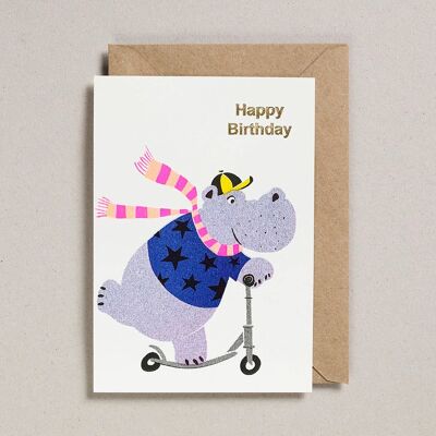 Tarjetas Confetti Pets - Pack de 6 - Happy Birthday Hippo