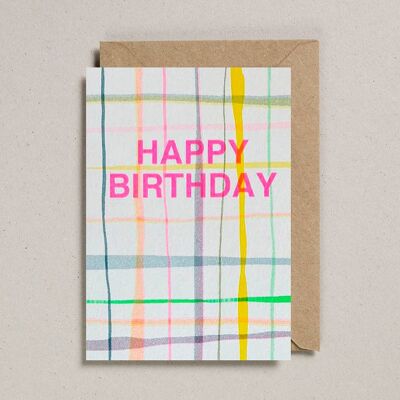 Riso Shapes (Pack of 6) Happy Birthday Plaid
