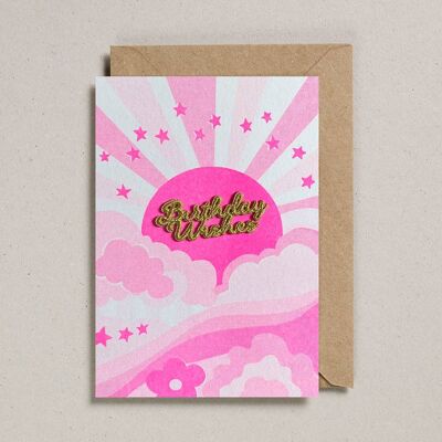 Word Card (Pack of 6) Pink Sunshine Birthday Wishes