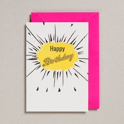 Wortkarte – 6er Pack – Happy Birthday Gelb