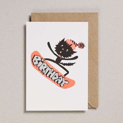 Rascals Cards - Pack of 6 - Snowboarding Cat