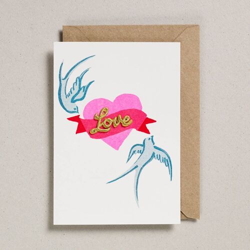 Valentines Card - Pack of 6 - Birds & Heart