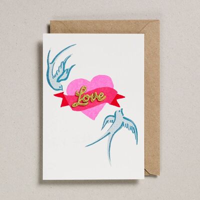 Carte Saint Valentin - Paquet de 6 - Oiseaux & Coeur