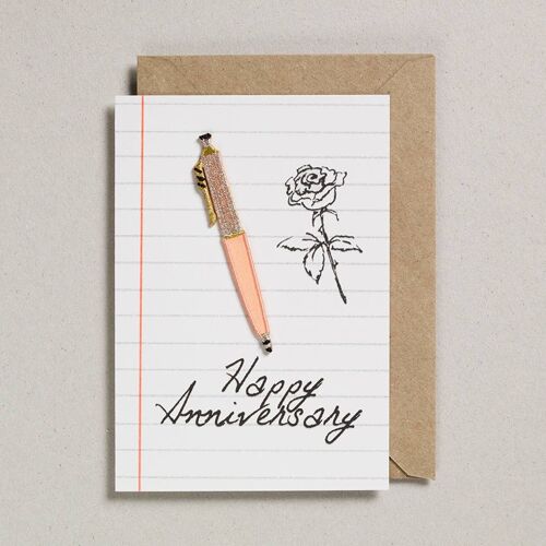 Write On With Cards - Pack of 6 - Peach Pen - Anniversary