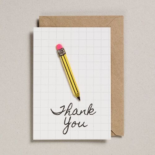 Write On With Cards - Pack of 6 - Pencil - Thanks