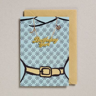 Gold Word Card - Confezione da 6 - Abito turchese per ragazza di compleanno