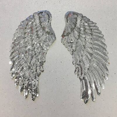 Iron on Patch - Pack of 3 - Set of 2 Silver Wings - Sml