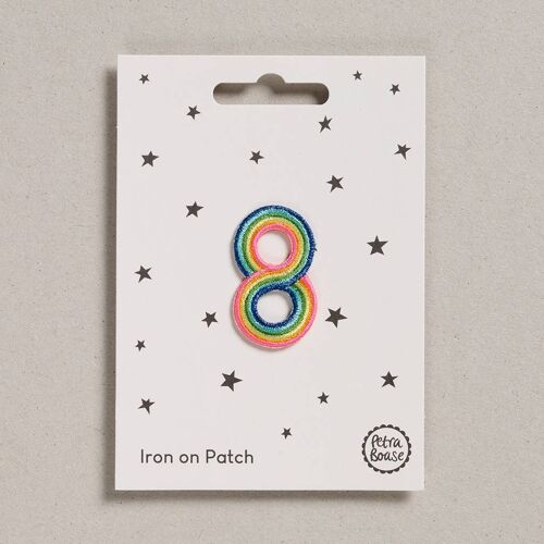 Iron on Patch - Pack of 6 - Rainbow Number - Eight