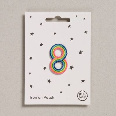 Iron on Patch - Pack of 6 - Rainbow Number - Eight