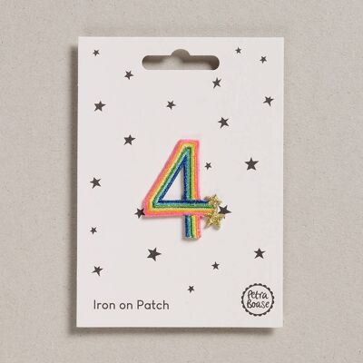 Iron on Patch - Pack of 6 - Rainbow Number - Four