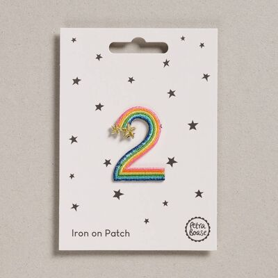 Iron on Patch - Pack of 6 - Rainbow Number - Two