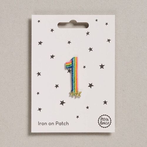 Iron on Patch - Pack of 6 - Rainbow Number - One
