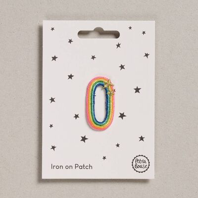 Iron on Patch - Pack of 6 - Rainbow Number - Zero