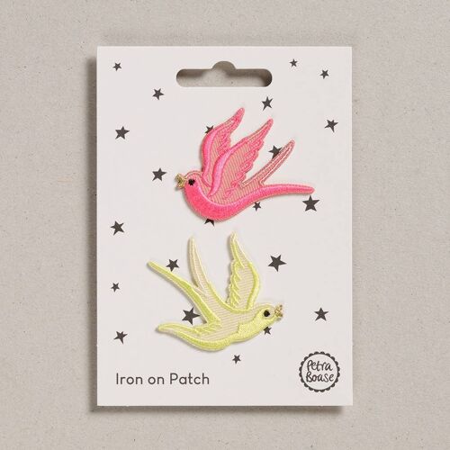 Iron on Patch - Pack of 6 - Pink & Yellow Swallows