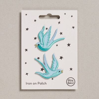 Iron on Patch - Pack of 6 - Blue Swallows