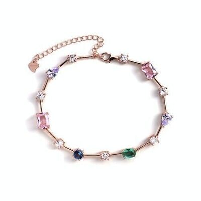 Anvell Bracelet in 18K Rose Gold Plated 925 Sterling Silver and Multicolor Zirconia.