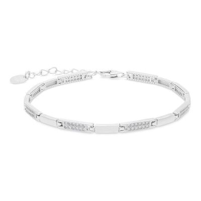 Kinusi Armband aus 925er Sterlingsilber mit Rhodinierung und glänzendem Zirkonoxid.