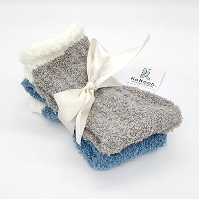 PACK OF 2 PAIRS OF COMFORT SOCKS | Mouse Gray and Azure Blue