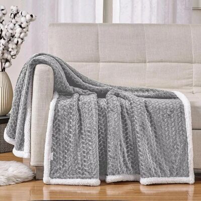 REVERSIBLE DOUBLE THICKNESS BLANKET | MOUSE GRAY HERRINGBONE