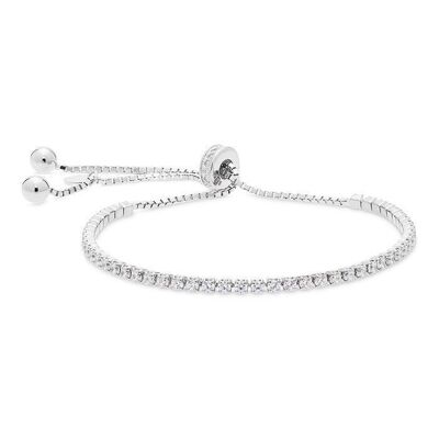 Kileh Bracelet In 925 Sterling Silver With Rhodium Plating And Shiny Zirconia.