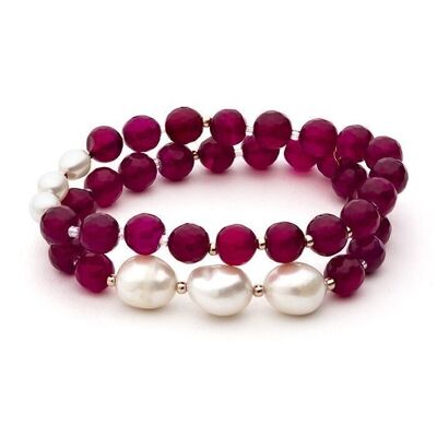 Bracciale Thasla In Argento Sterling 925 Con Placcatura In Oro Rosa 18K E Agata Rossa