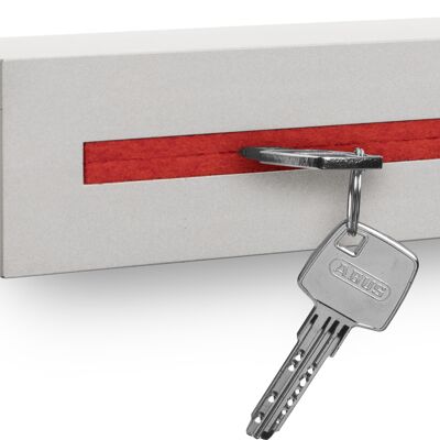 Key board with shelf made of concrete "light edition" 33x6x5 cm, red