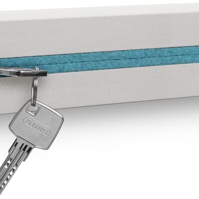 Key holder with shelf made of concrete "light edition" 33x6x5 cm, turquoise