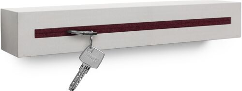 Schlüsselbrett mit Ablage aus Beton "light edition" 33x6x5 cm, Bordeaux