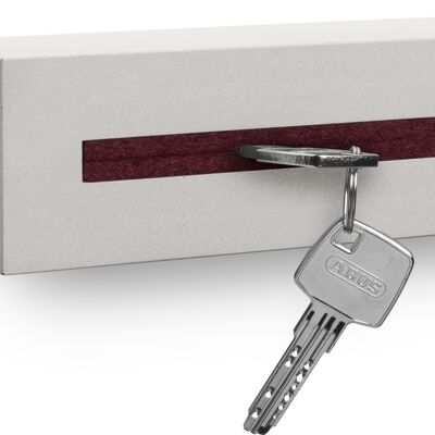 Key holder with shelf made of concrete "light edition" 33x6x5 cm, Bordeaux