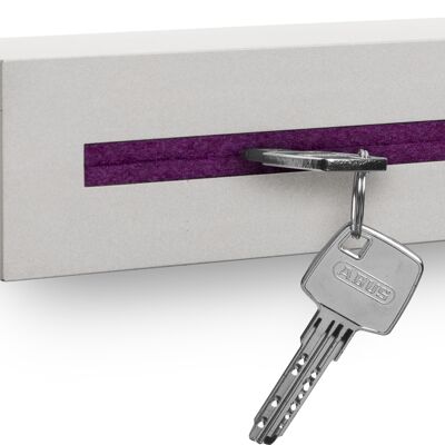 Key holder with shelf made of concrete "light edition" 33x6x5 cm, lilac