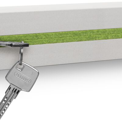 Key holder with shelf made of concrete "light edition" 33x6x5 cm, light green